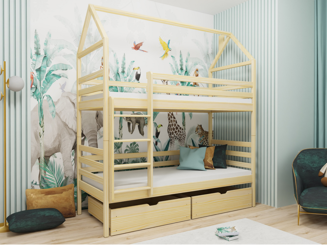 Dviaukštė vaikiška lova su stalčiais ALEX 80x160 4