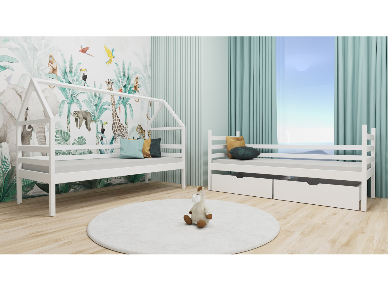 Dviaukštė vaikiška lova su stalčiais ALEX 80x160 1 Dviaukštė vaikiška lova su stalčiais ALEX 80x160 1