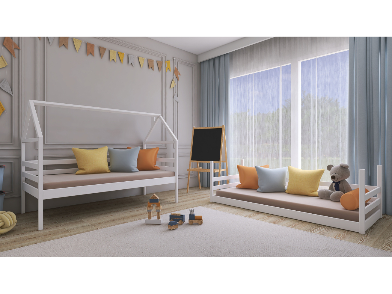 Dviaukštė vaikiška lova AXEL 80x160 1 Dviaukštė vaikiška lova AXEL 80x160 1