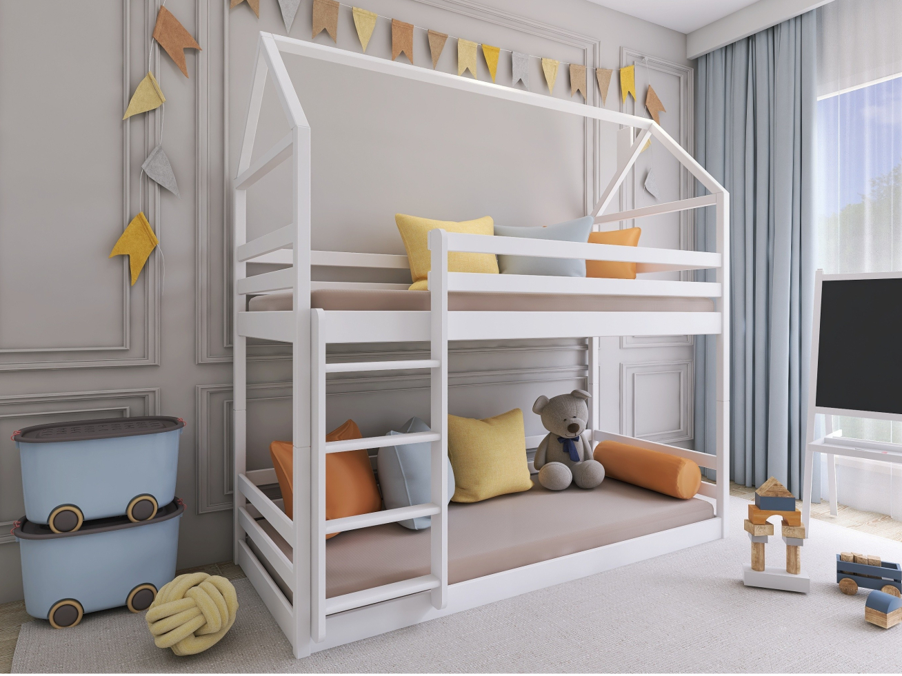 Dviaukštė vaikiška lova AXEL 80x200 Dviaukštė vaikiška lova AXEL 80x200