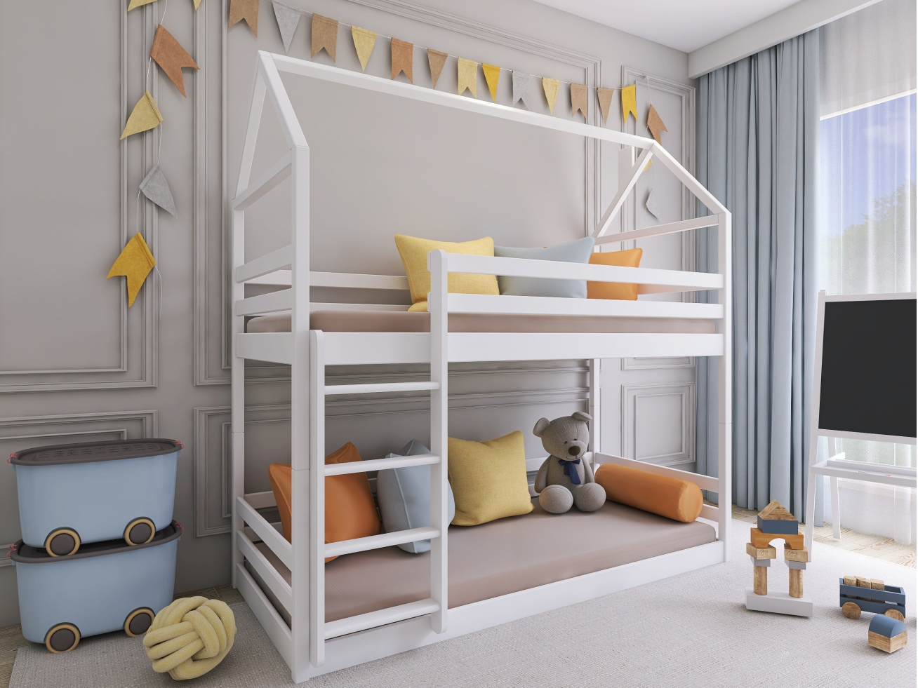 Dviaukštė vaikiška lova AXEL 90x200 Dviaukštė vaikiška lova AXEL 90x200