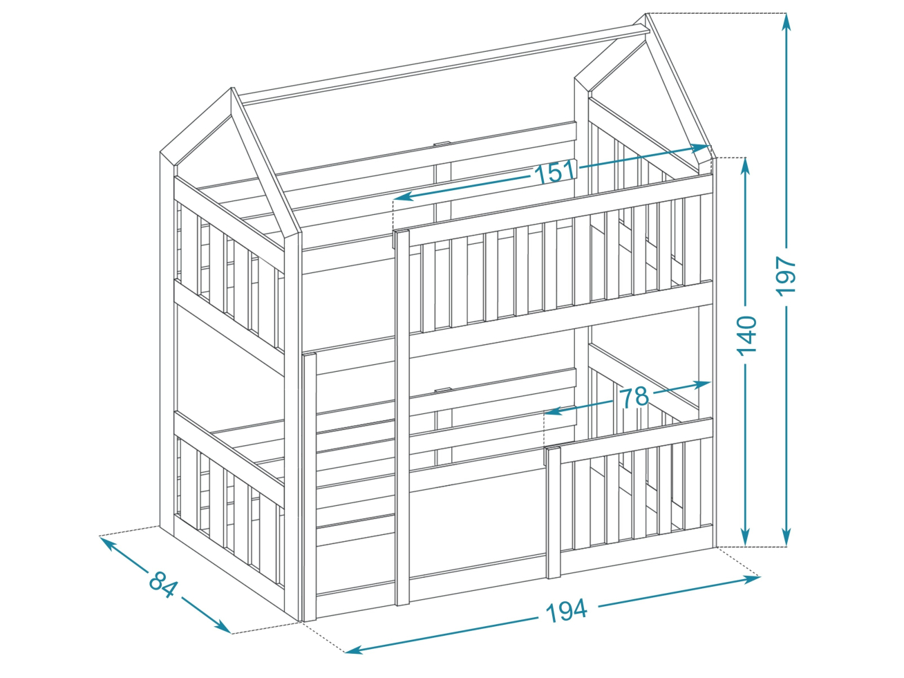 Dviaukštė vaikiška lova DOMEK MINI 3