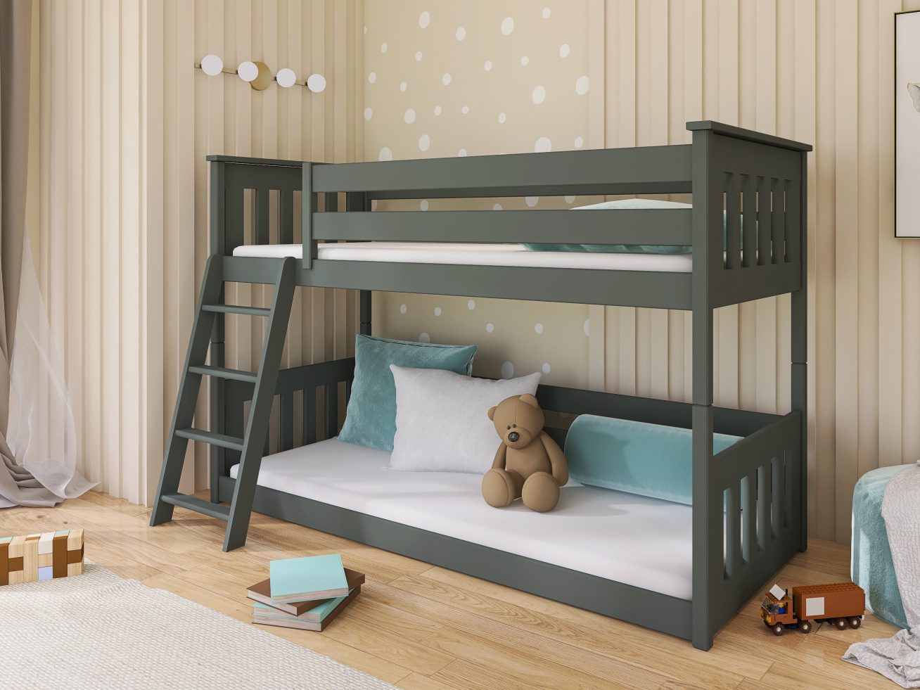 Dviaukštė vaikiška lova KEVIN 90x200 Dviaukštė vaikiška lova KEVIN 90x200