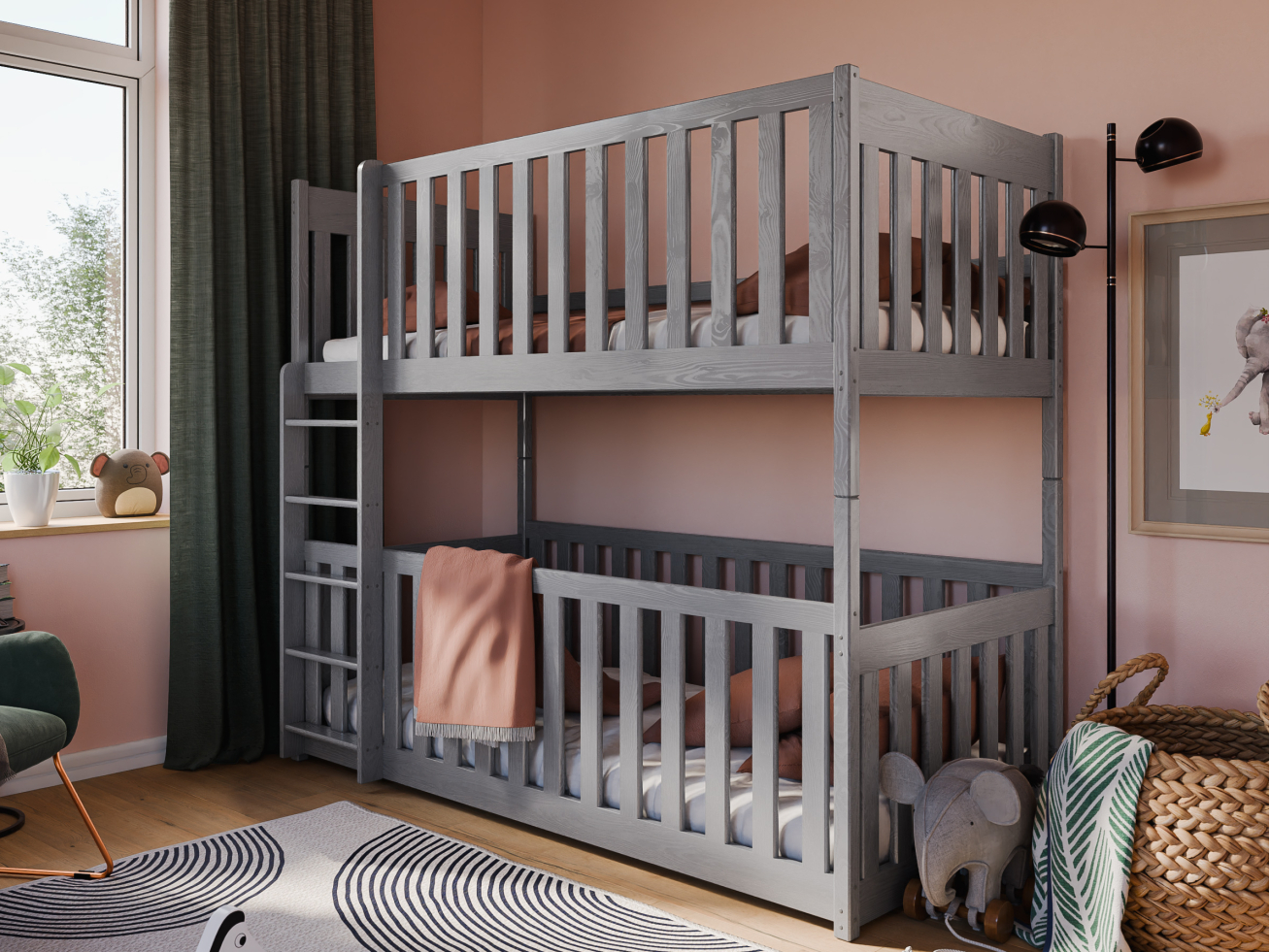 Dviaukštė vaikiška lova KONRAD 80x180 3