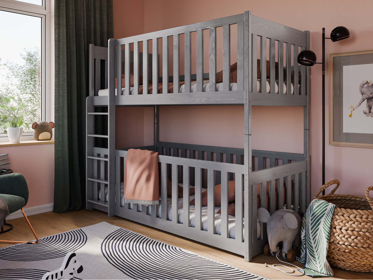 Dviaukštė vaikiška lova KONRAD 90x200 1