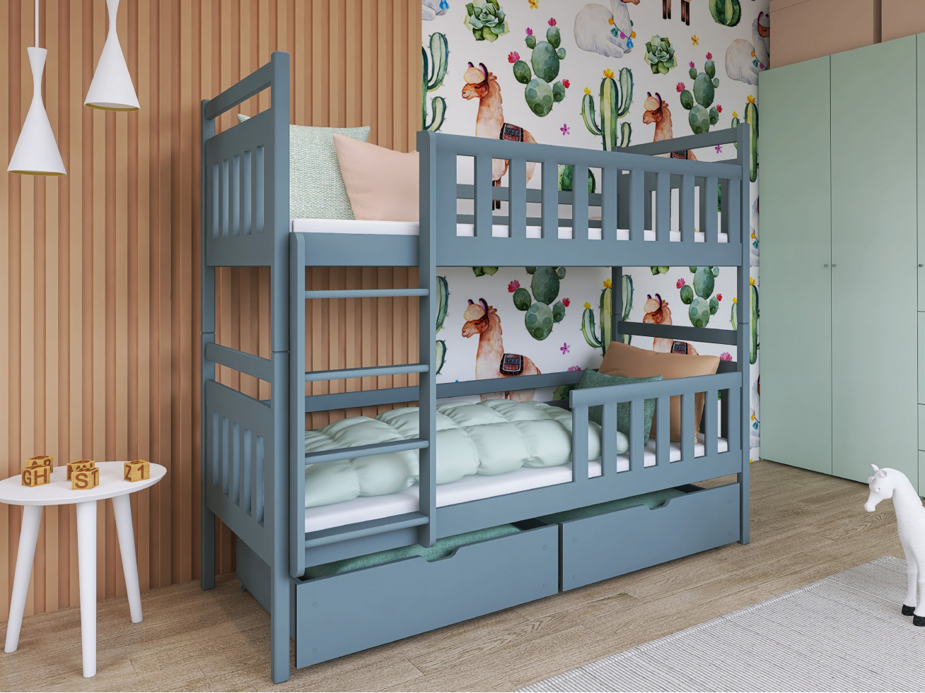 Dviaukštė vaikiška lova su stalčiais MONIKA 80x160 3