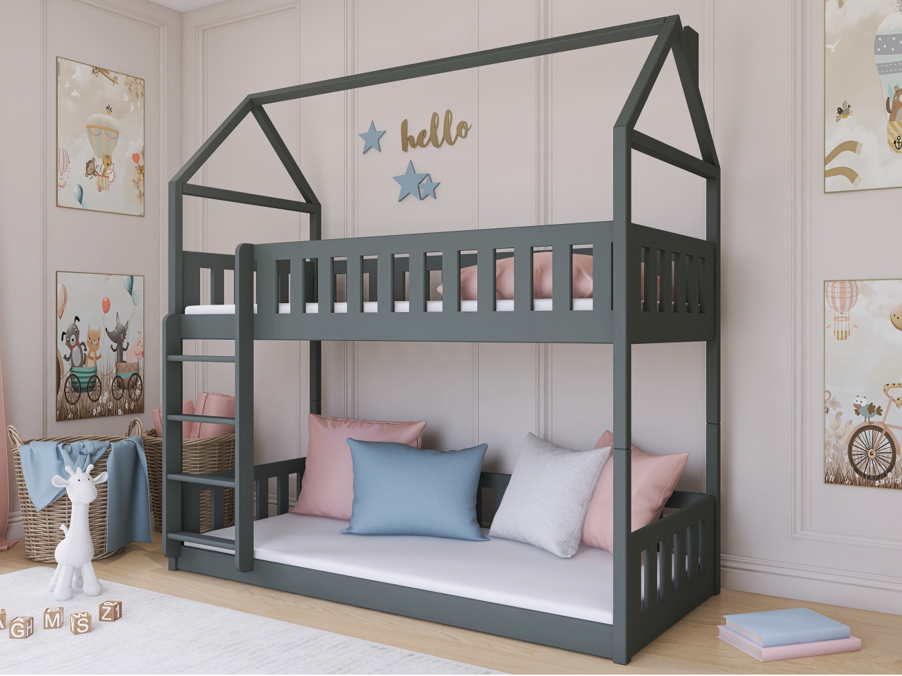 Dviaukštė vaikiška lova POLA 80x180 1 Dviaukštė vaikiška lova POLA 80x180 1