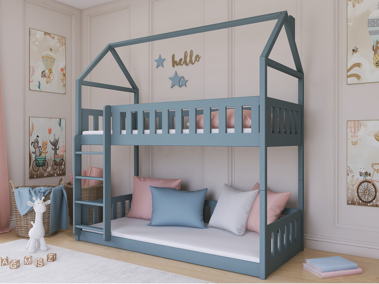 Dviaukštė vaikiška lova POLA 80x180 Dviaukštė vaikiška lova POLA 80x180