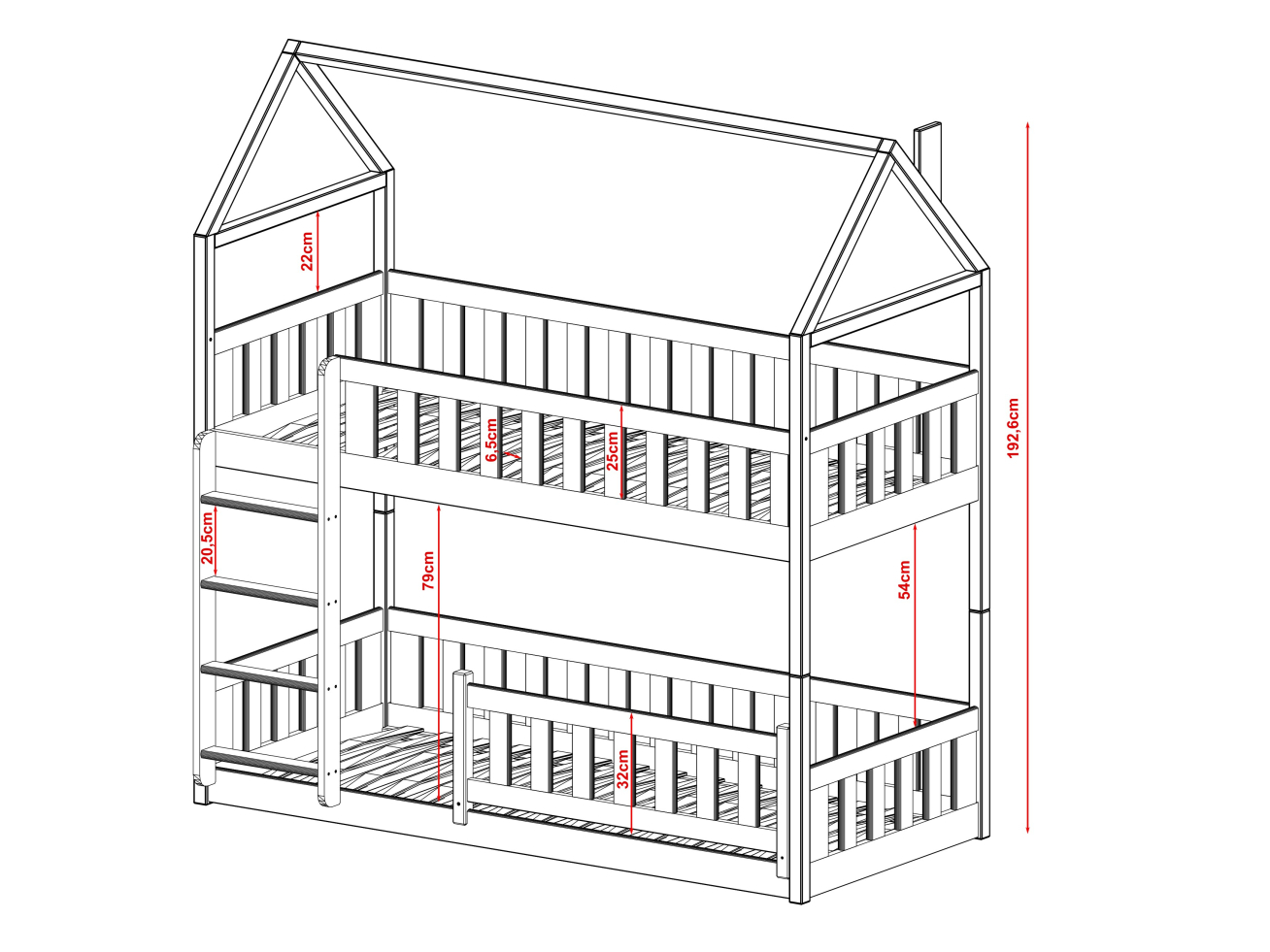 Dviaukštė vaikiška lova POLA 90x200 4