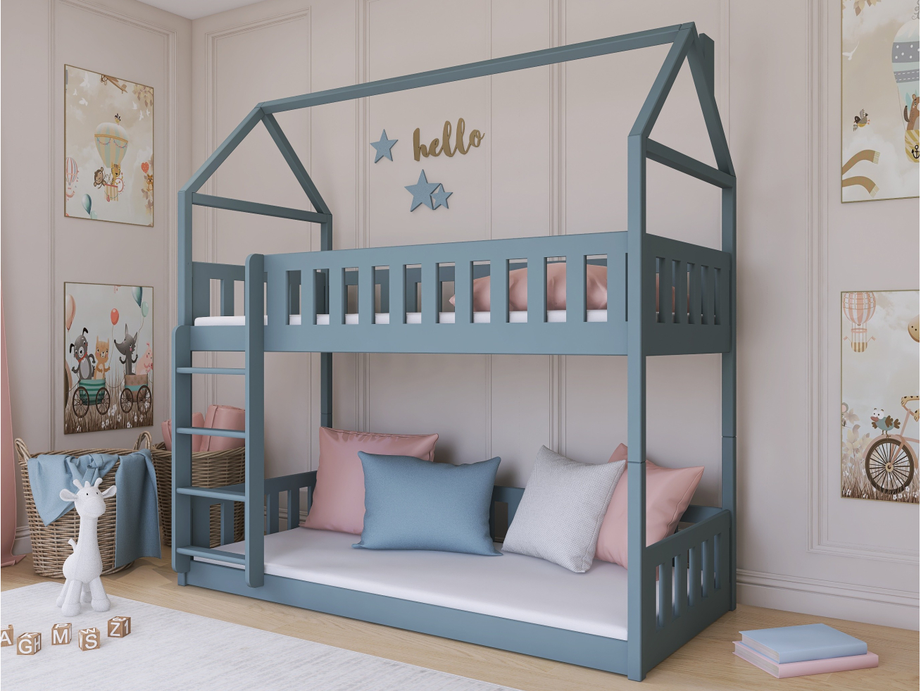 Dviaukštė vaikiška lova POLA 90x200 Dviaukštė vaikiška lova POLA 90x200