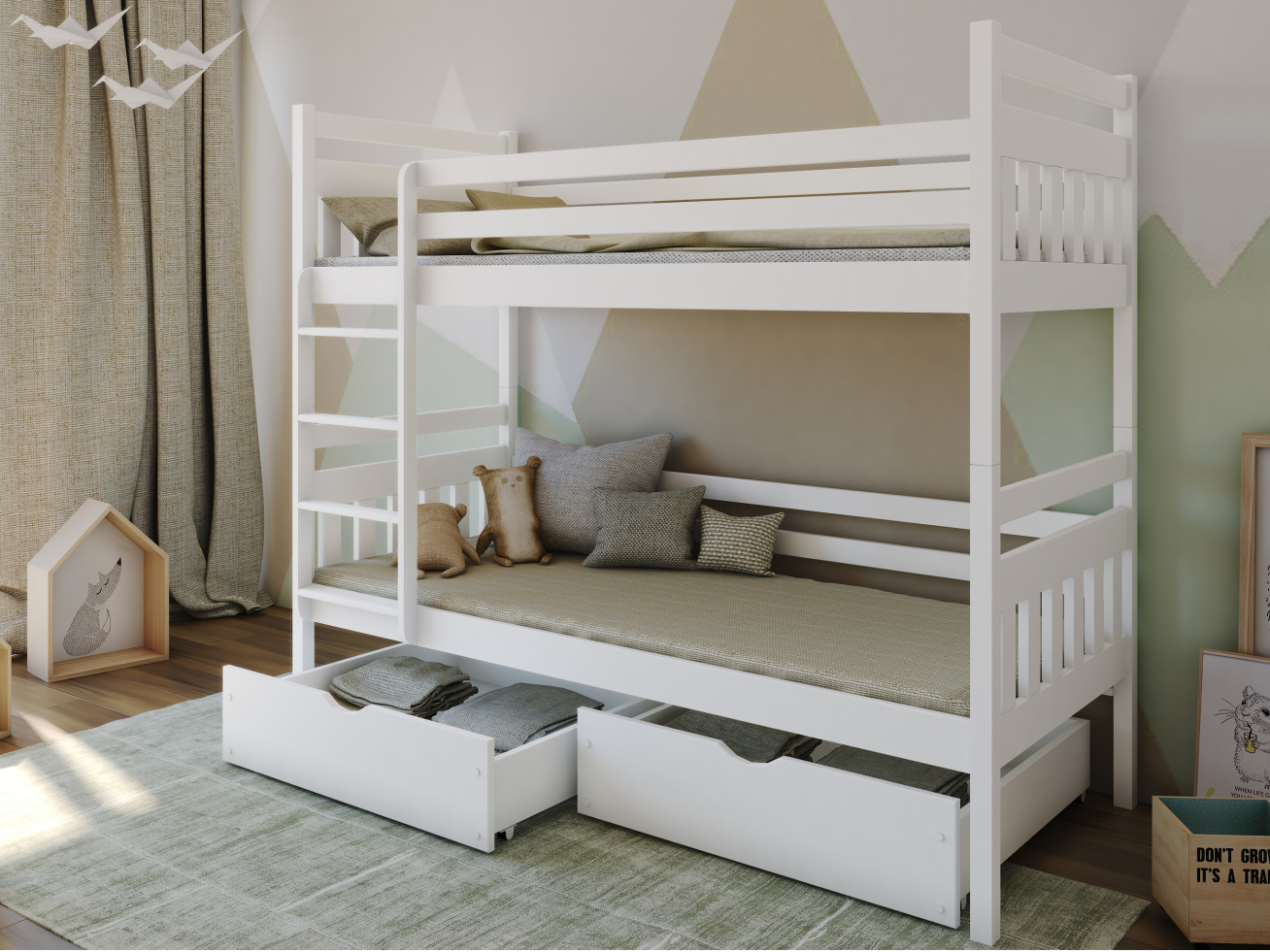 Dviaukštė vaikiška lova su stalčiais ADAS 80x200 Dviaukštė vaikiška lova su stalčiais ADAS 80x200