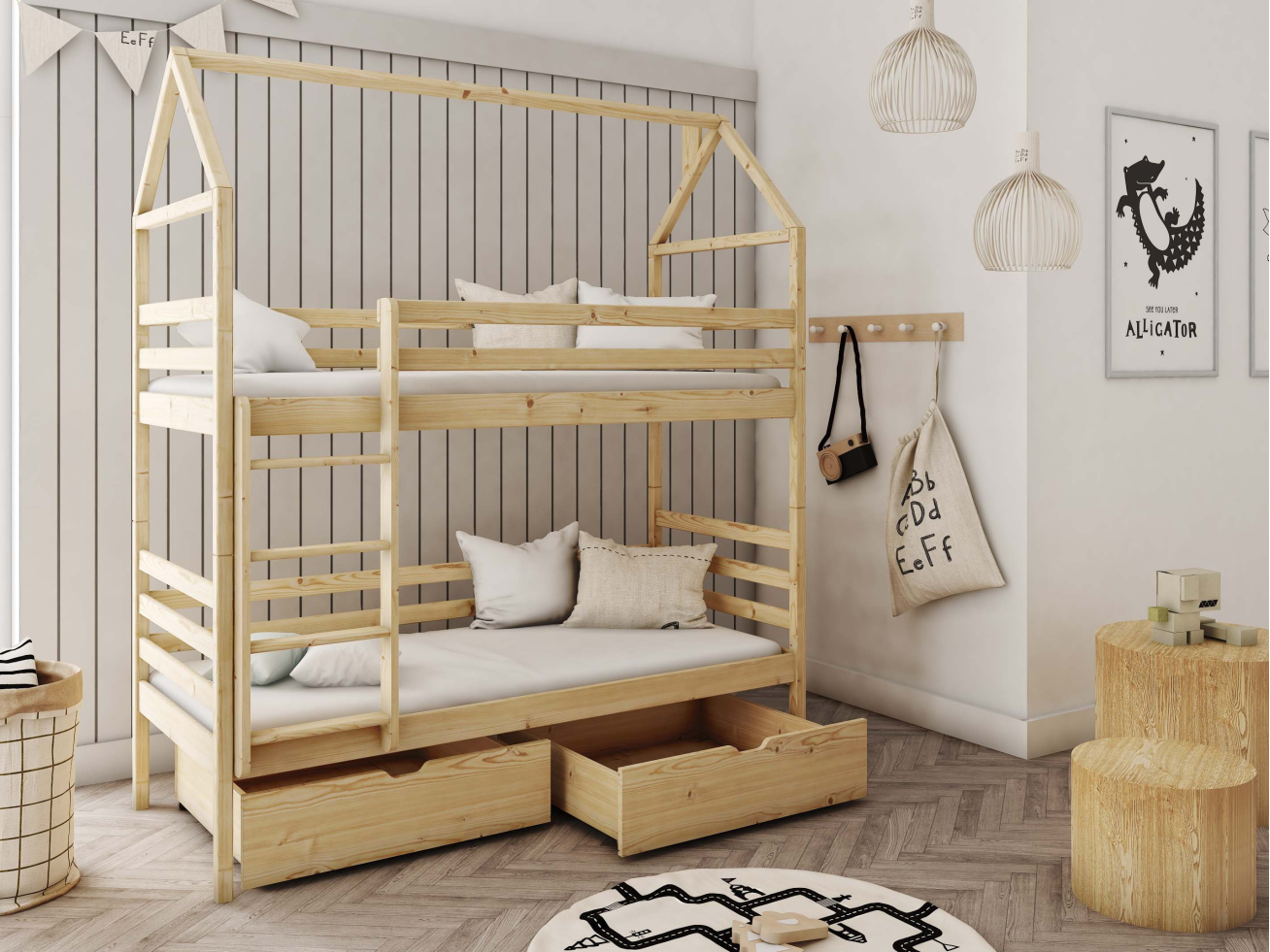 Dviaukštė vaikiška lova su stalčiais ALEX 80x180 2