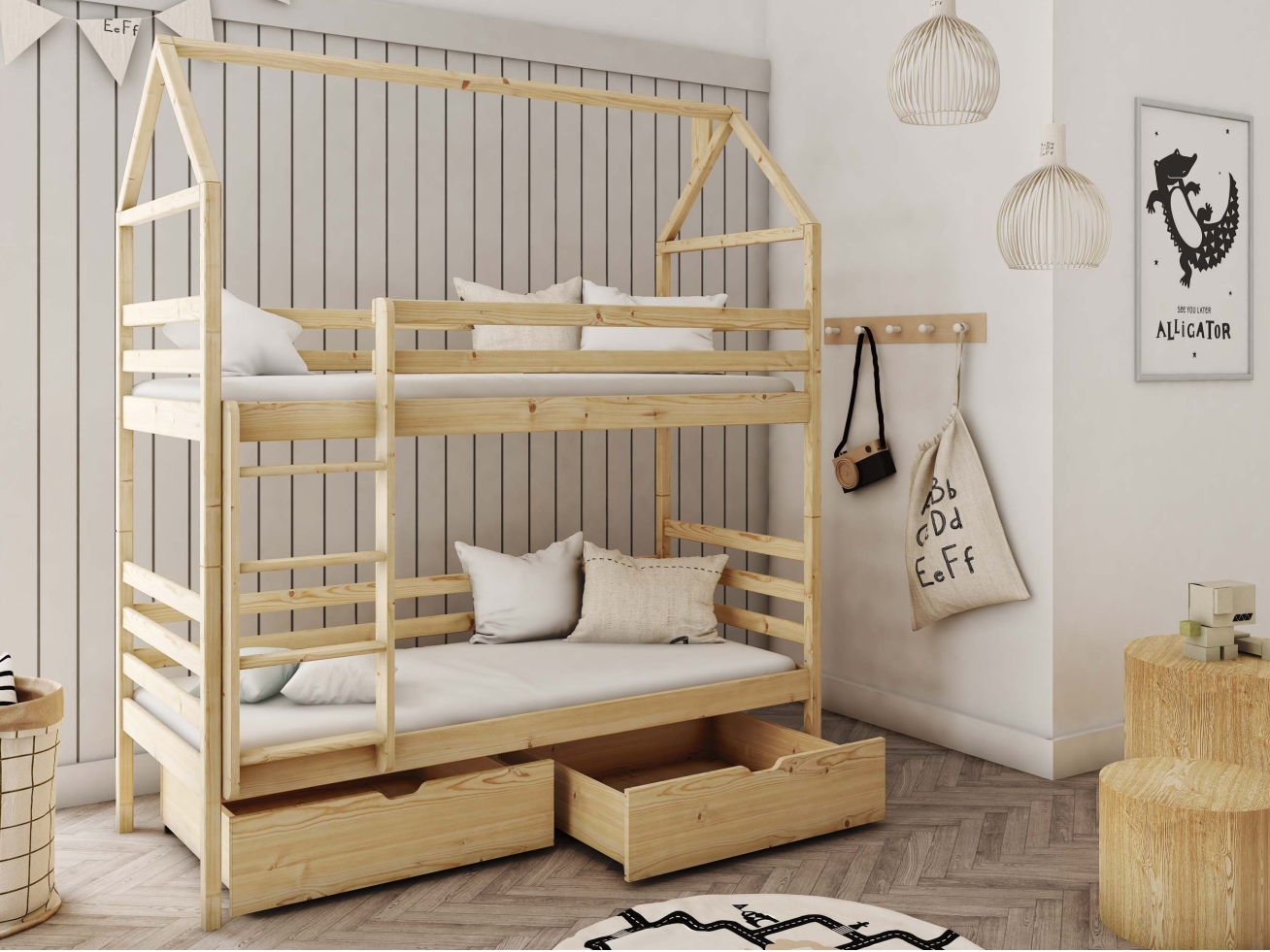 Dviaukštė vaikiška lova su stalčiais ALEX 90x190 2