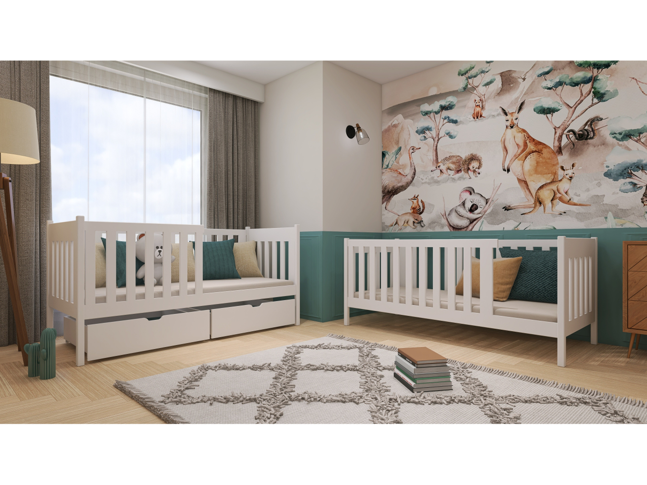 Dviaukštė vaikiška lova su stalčiais DAWID 80x180 4 Dviaukštė vaikiška lova su stalčiais DAWID 80x180 4