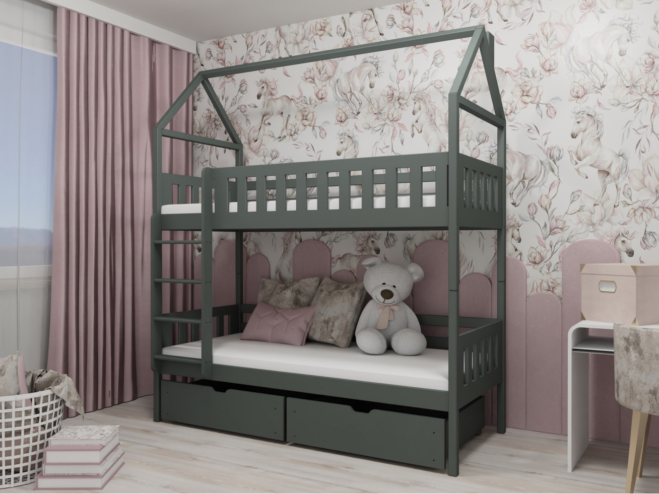 Dviaukštė vaikiška lova su stalčiais GAJA 80x180 3 Dviaukštė vaikiška lova su stalčiais GAJA 80x180 3