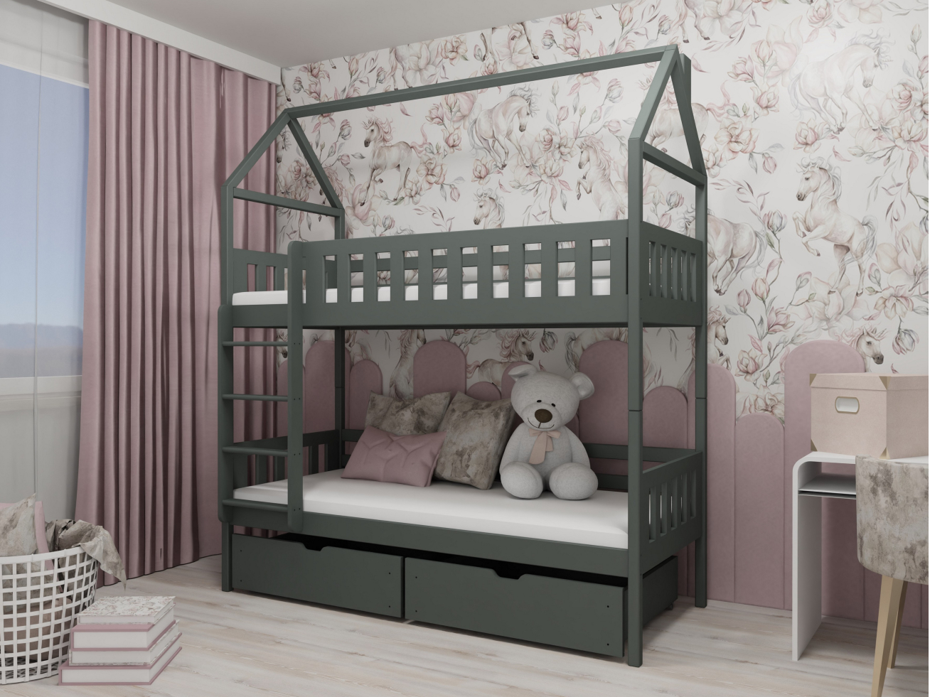 Dviaukštė vaikiška lova su stalčiais GAJA 90x200 2 Dviaukštė vaikiška lova su stalčiais GAJA 90x200 2