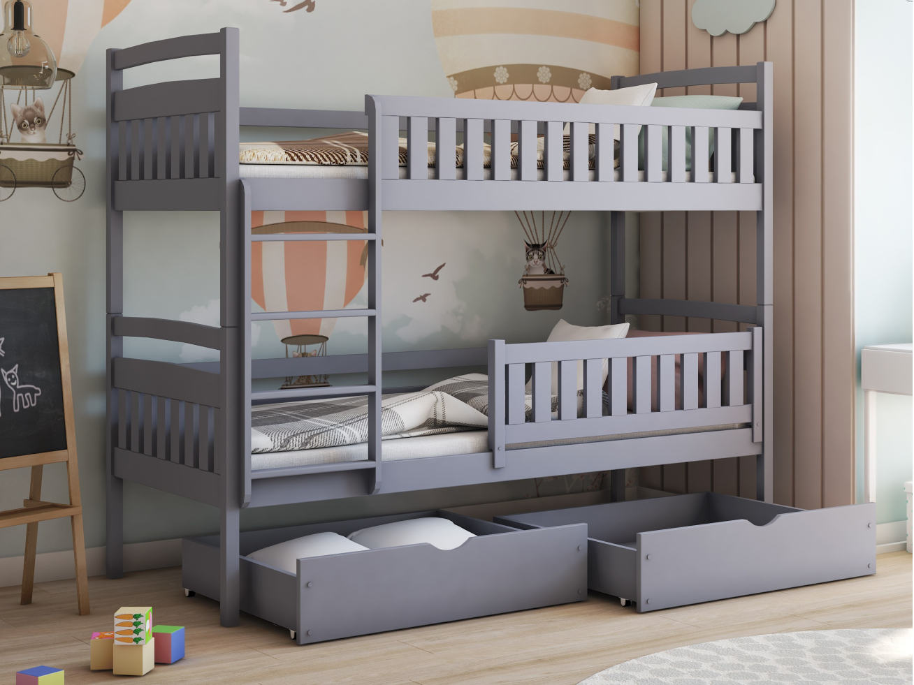 Dviaukštė vaikiška lova su stalčiais IGNAS 80x160 1 Dviaukštė vaikiška lova su stalčiais IGNAS 80x160 1