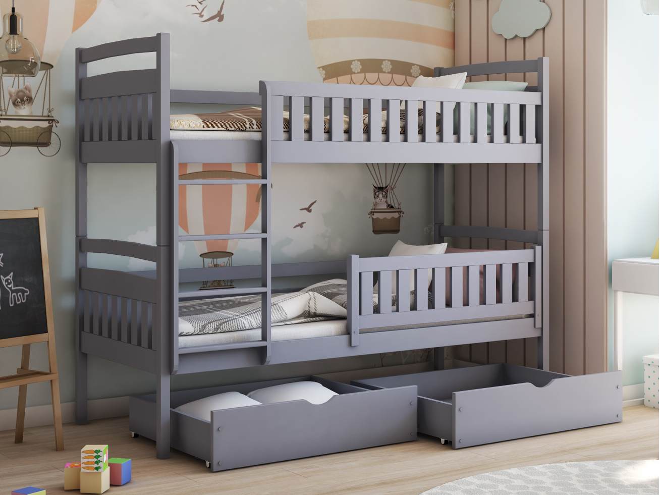 Dviaukštė vaikiška lova su stalčiais IGNAS 80x180 1 Dviaukštė vaikiška lova su stalčiais IGNAS 80x180 1