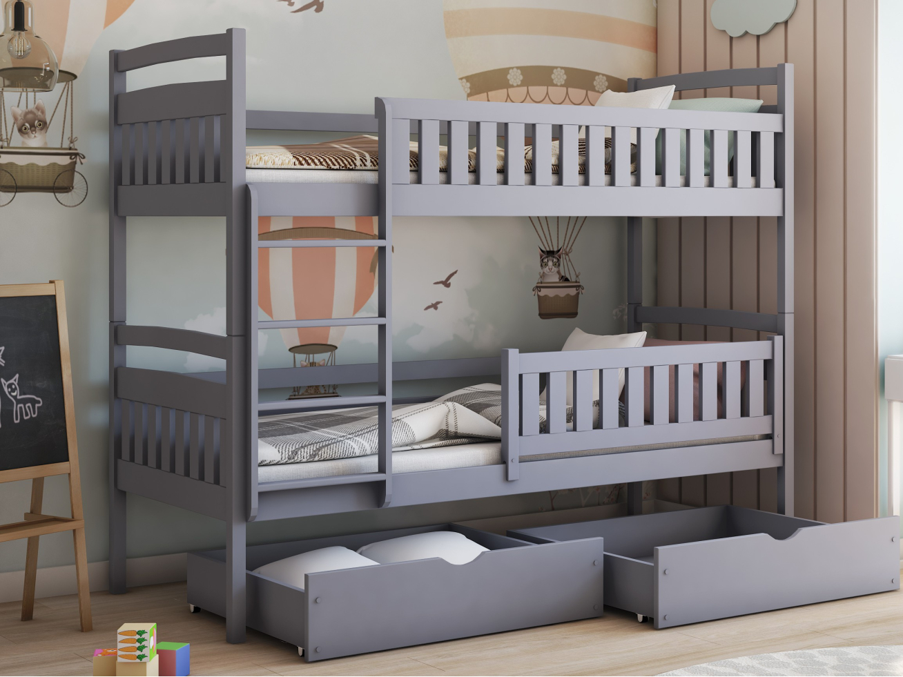 Dviaukštė vaikiška lova su stalčiais IGNAS 90x200 1 Dviaukštė vaikiška lova su stalčiais IGNAS 90x200 1