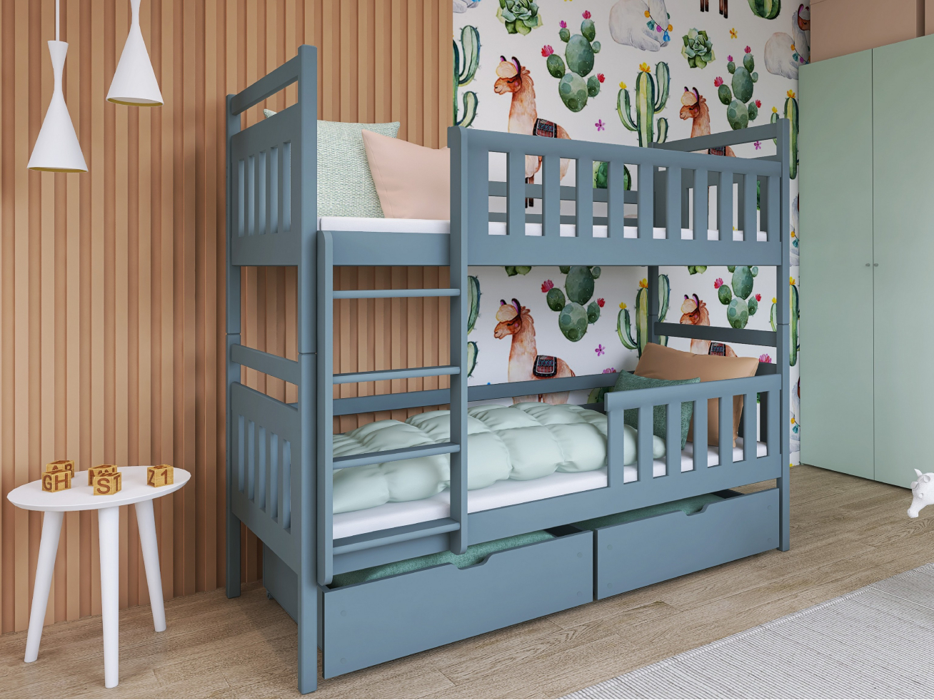 Dviaukštė vaikiška lova su stalčiais MONIKA 80x200 3 Dviaukštė vaikiška lova su stalčiais MONIKA 80x200 3