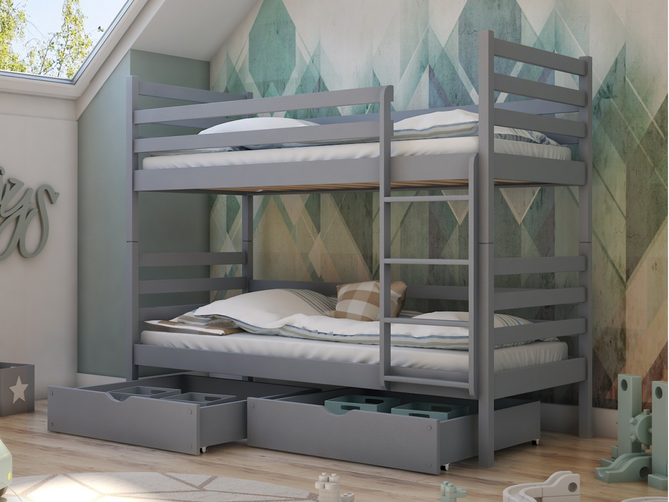 Dviaukštė vaikiška lova su stalčiais NEMO 90x190 2