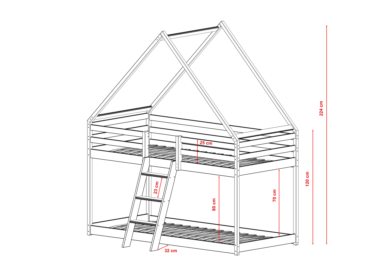 Dviaukštė vaikiška lova SWEET 80x180 2 Dviaukštė vaikiška lova SWEET 80x180 2