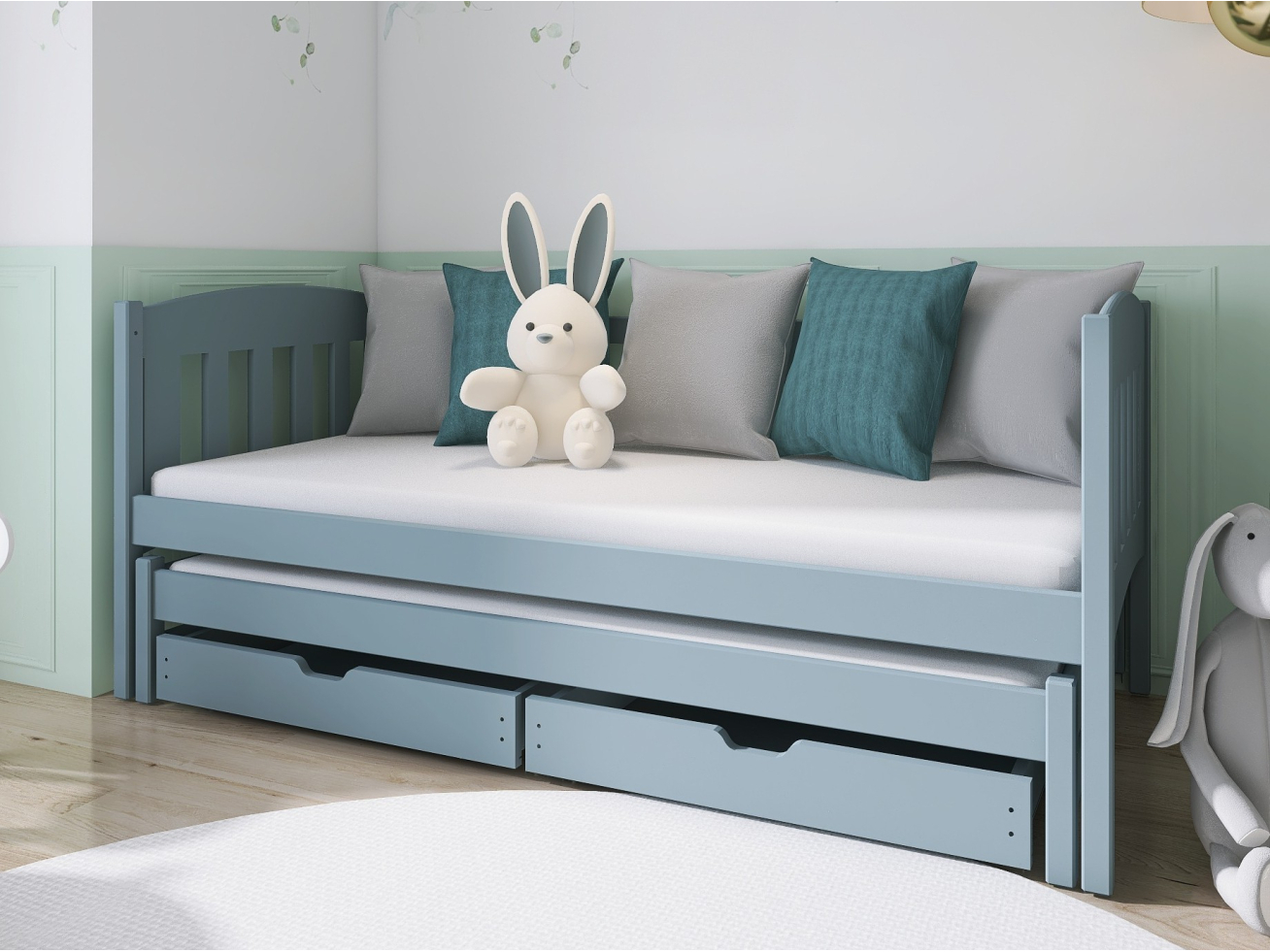 Dvigulė vaikiška lova su stalčiais AMELKA 80x200 5 Dvigulė vaikiška lova su stalčiais AMELKA 80x200 5