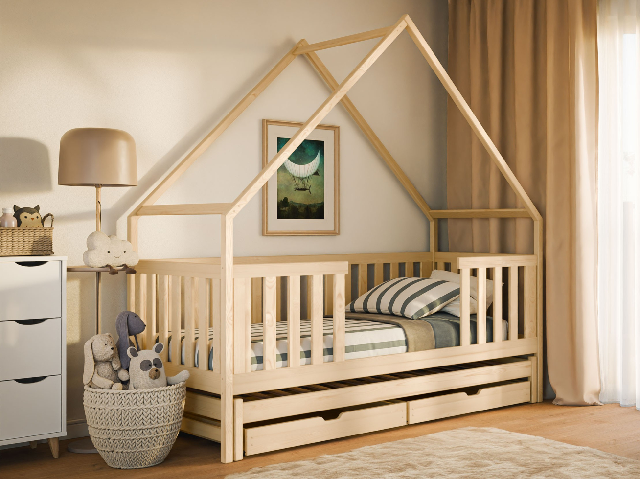 Dvigulė vaikiška lova su stalčiais MAGIC 90x200 1