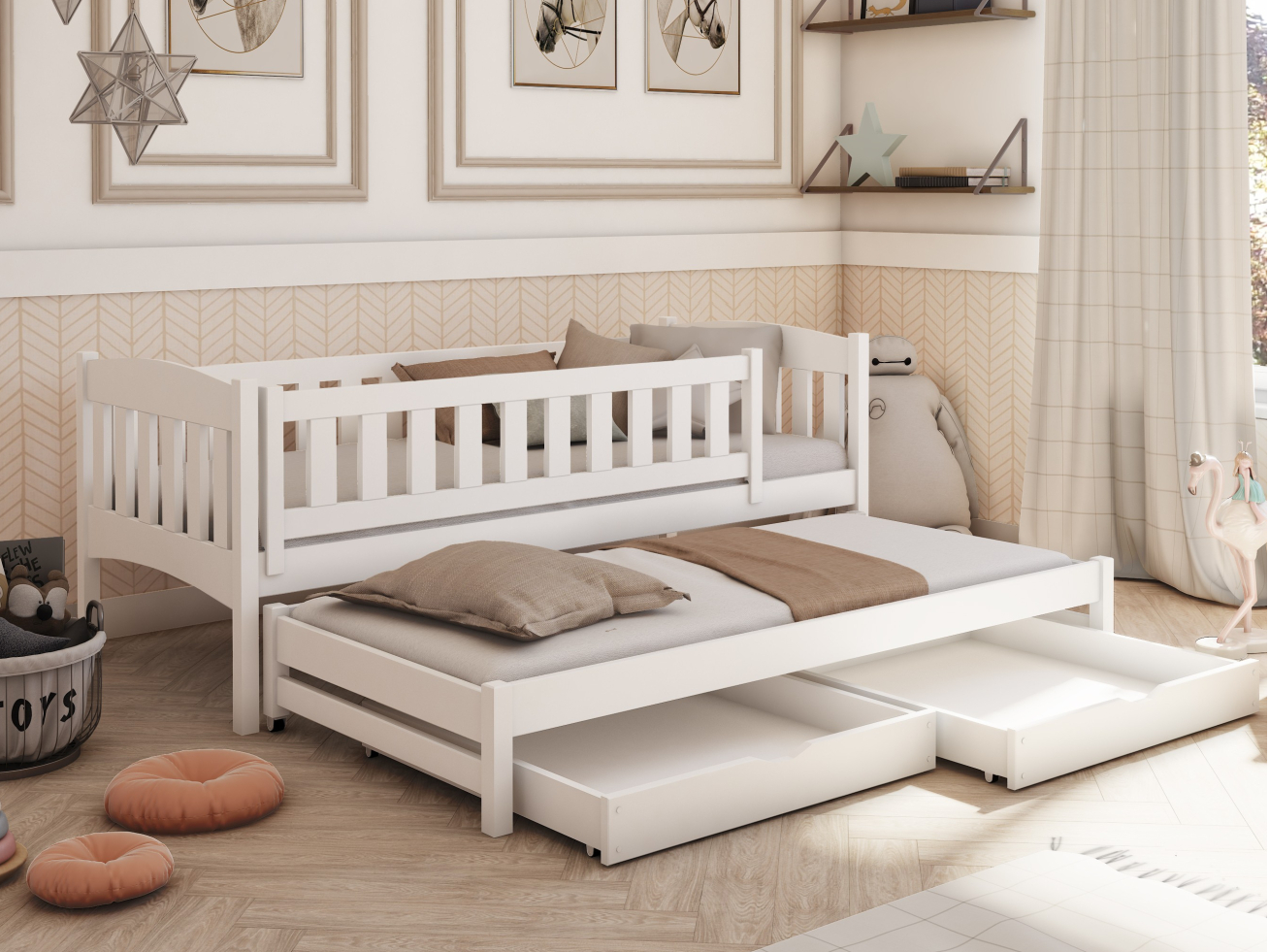 Dvigulė vaikiška lova su stalčiais AMELKA 80x160 5 Dvigulė vaikiška lova su stalčiais AMELKA 80x160 5