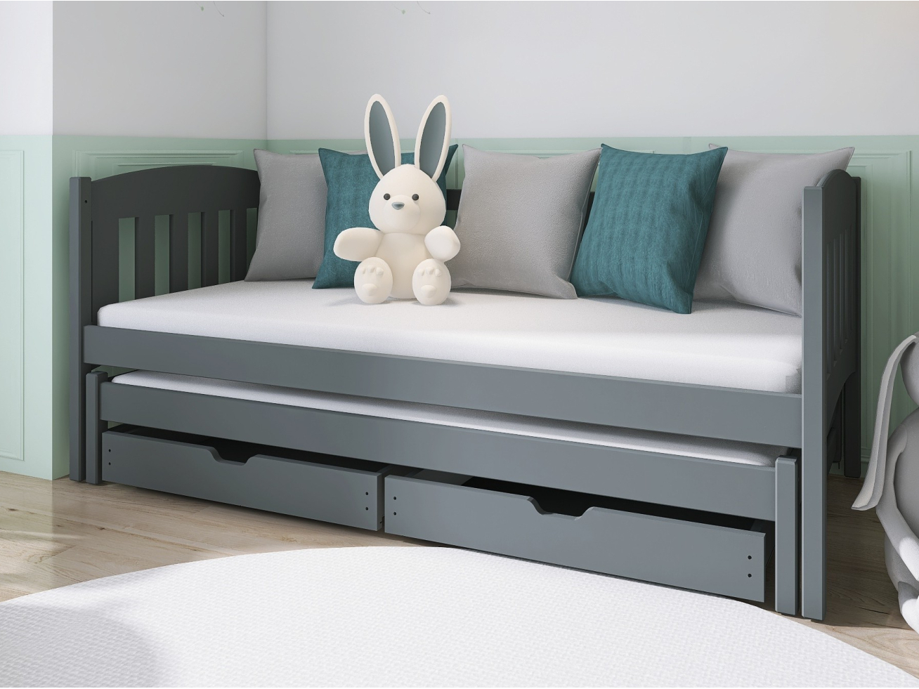 Dvigulė vaikiška lova su stalčiais AMELKA 80x180 3 Dvigulė vaikiška lova su stalčiais AMELKA 80x180 3