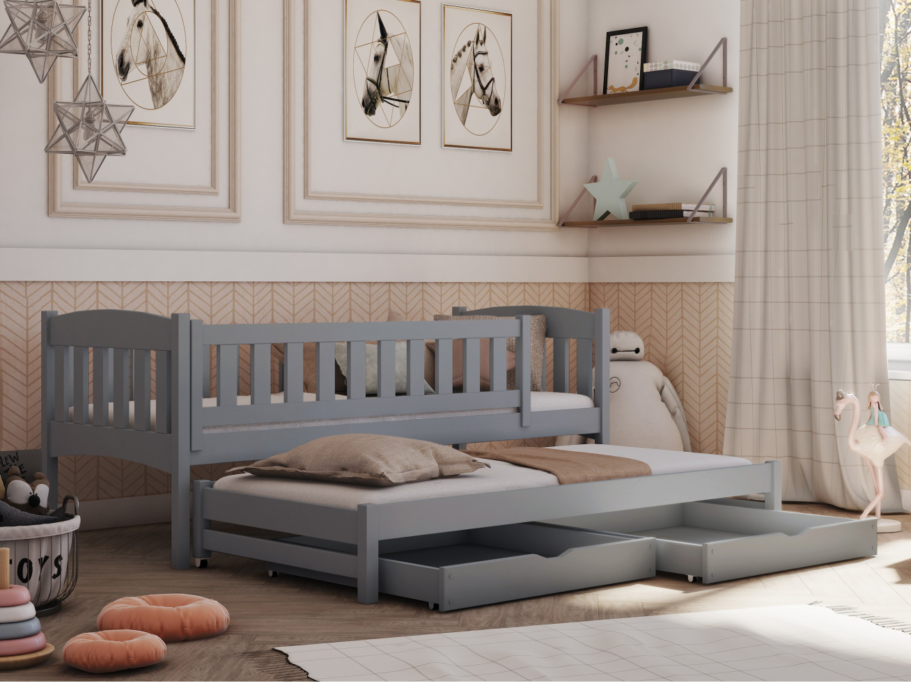 Dvigulė vaikiška lova su stalčiais AMELKA 80x180 4 Dvigulė vaikiška lova su stalčiais AMELKA 80x180 4