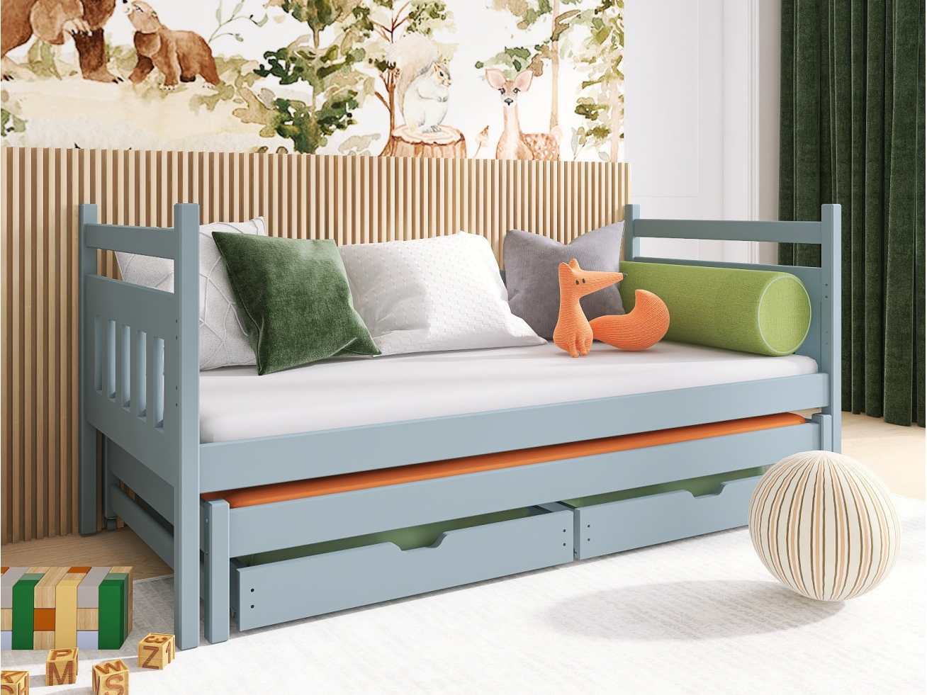 Dvigulė vaikiška lova su stalčiais DANIEL 80x180 2 Dvigulė vaikiška lova su stalčiais DANIEL 80x180 2