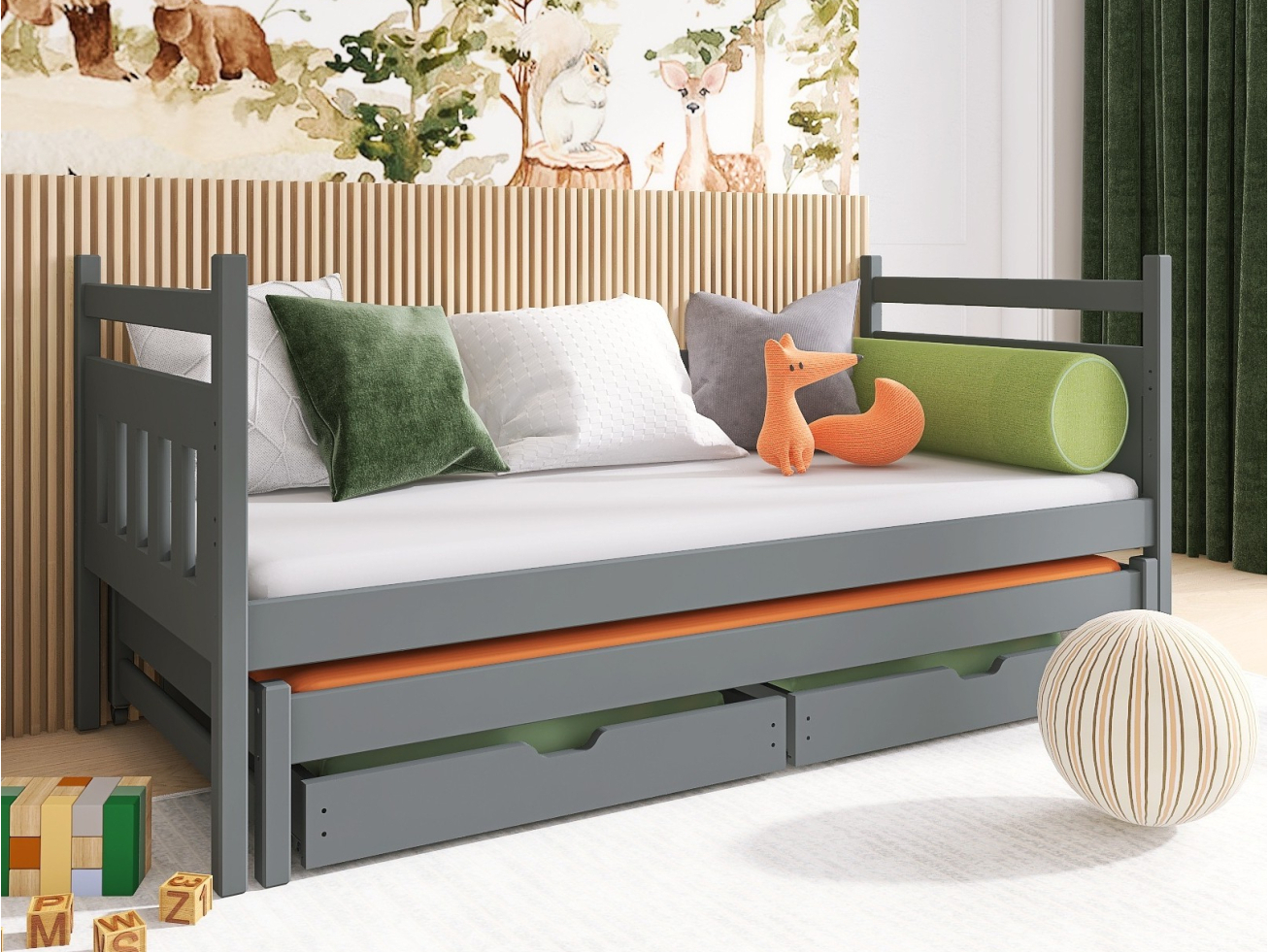 Dvigulė vaikiška lova su stalčiais DANIEL 90x200 1