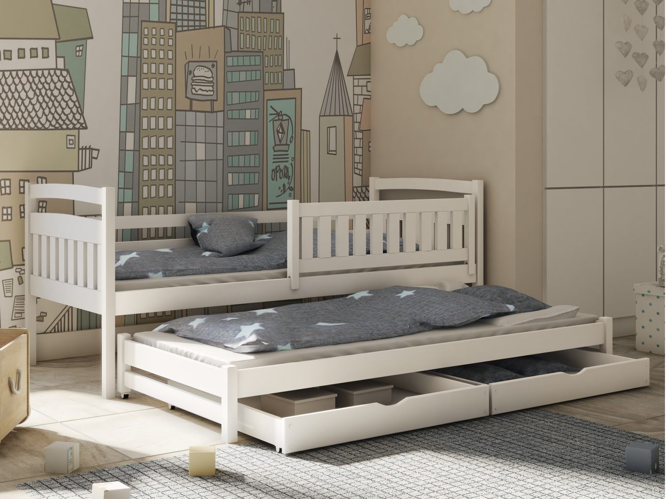 Dvigulė vaikiška lova su stalčiais GALAXY 80x160 2 Dvigulė vaikiška lova su stalčiais GALAXY 80x160 2