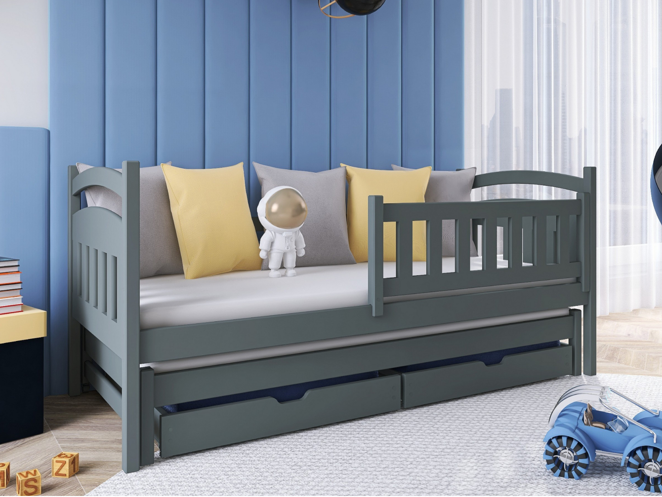 Dvigulė vaikiška lova su stalčiais GALAXY 90x190 3 Dvigulė vaikiška lova su stalčiais GALAXY 90x190 3