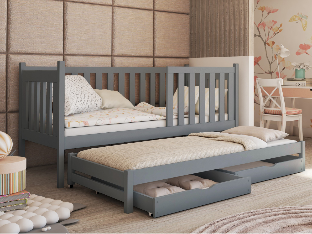 Dvigulė vaikiška lova su stalčiais KAJA 80x160 9 Dvigulė vaikiška lova su stalčiais KAJA 80x160 9