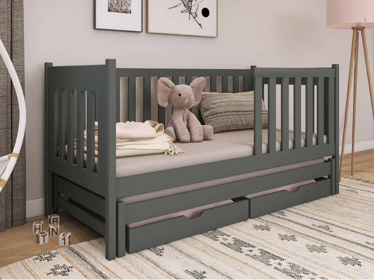 Dvigulė vaikiška lova su stalčiais KAJA 80x160 3