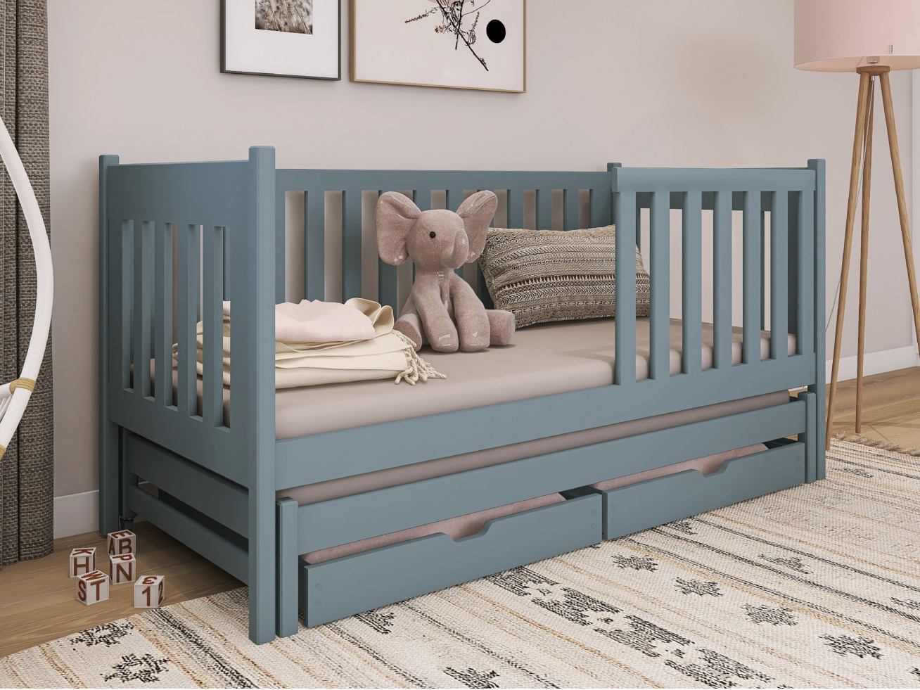 Dvigulė vaikiška lova su stalčiais KAJA 80x160 4 Dvigulė vaikiška lova su stalčiais KAJA 80x160 4