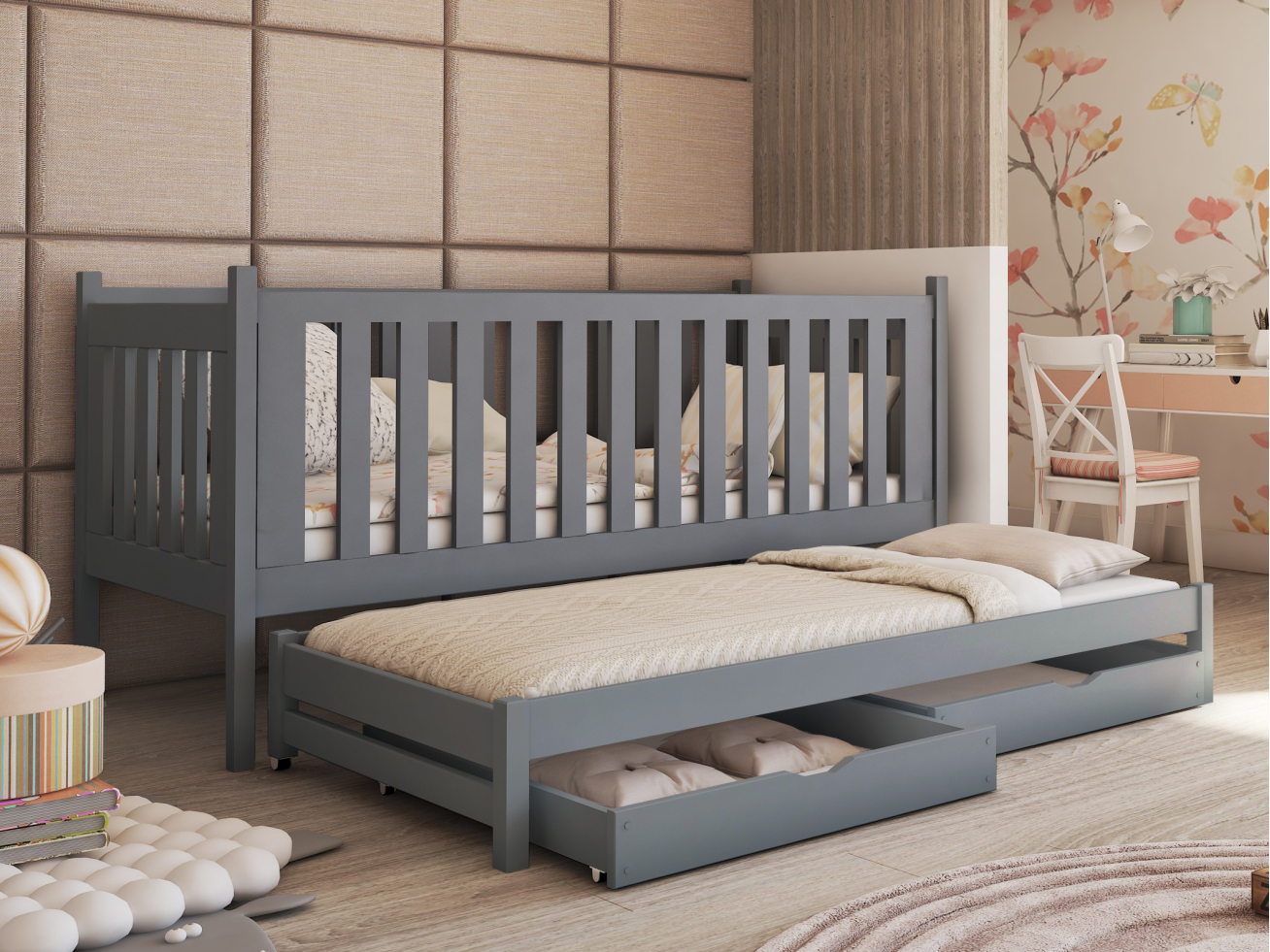 Dvigulė vaikiška lova su stalčiais KAJA 80x160 8