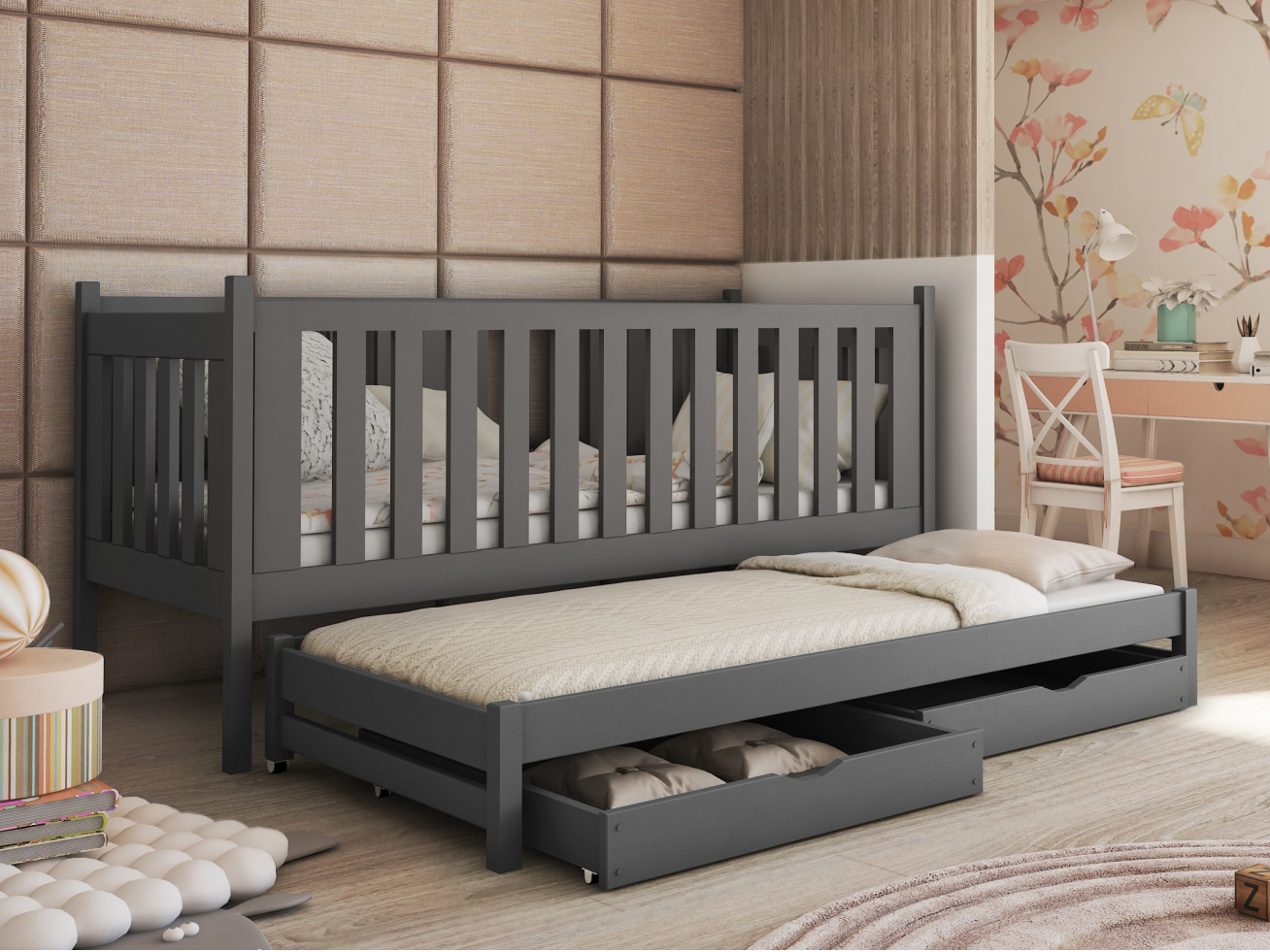 Dvigulė vaikiška lova su stalčiais KAJA 80x180 10 Dvigulė vaikiška lova su stalčiais KAJA 80x180 10