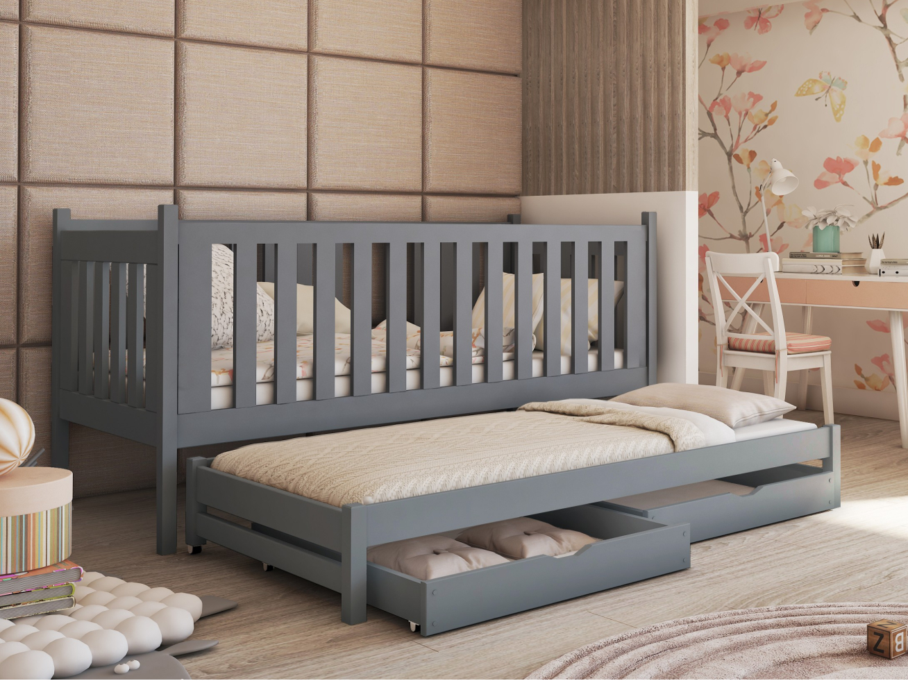 Dvigulė vaikiška lova su stalčiais KAJA 80x180 12 Dvigulė vaikiška lova su stalčiais KAJA 80x180 12