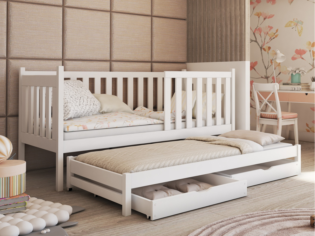 Dvigulė vaikiška lova su stalčiais KAJA 80x180 4 Dvigulė vaikiška lova su stalčiais KAJA 80x180 4
