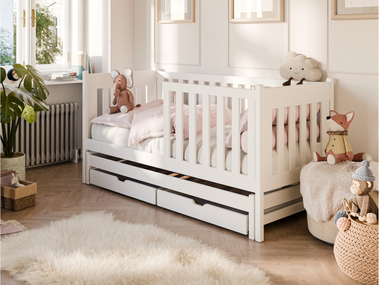 Dvigulė vaikiška lova su stalčiais KAJA 80x200