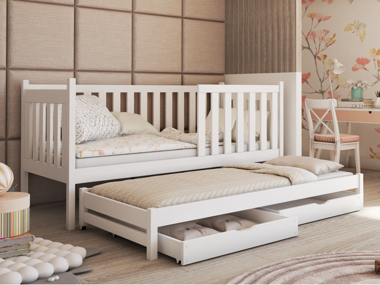 Dvigulė vaikiška lova su stalčiais KAJA 80x200 3 Dvigulė vaikiška lova su stalčiais KAJA 80x200 3