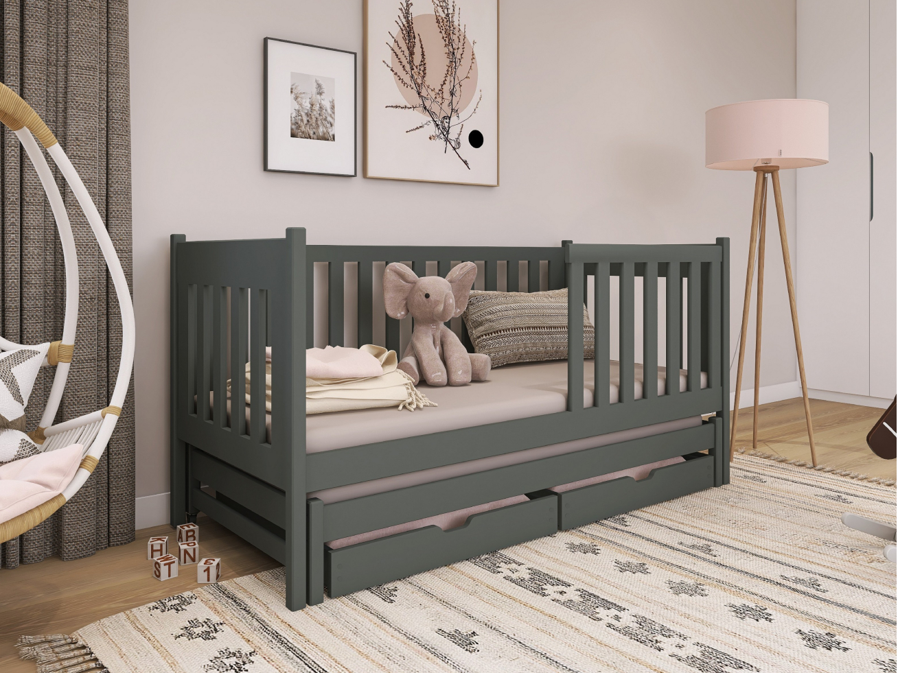 Dvigulė vaikiška lova su stalčiais KAJA 80x200 6 Dvigulė vaikiška lova su stalčiais KAJA 80x200 6