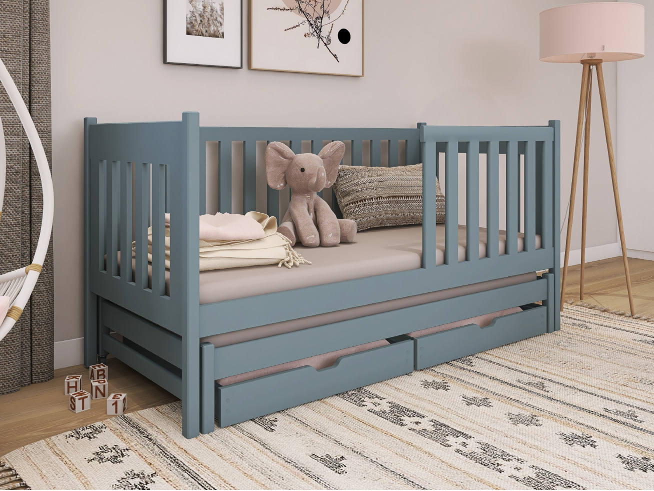 Dvigulė vaikiška lova su stalčiais KAJA 80x200 7 Dvigulė vaikiška lova su stalčiais KAJA 80x200 7