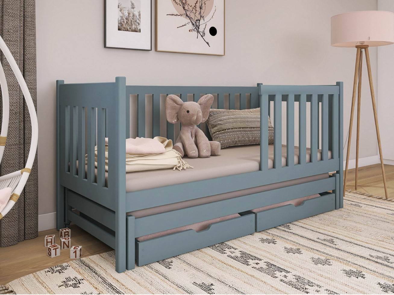 Dvigulė vaikiška lova su stalčiais KAJA 90x190 6