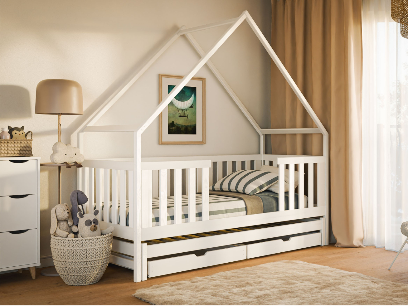 Dvigulė vaikiška lova su stalčiais MAGIC 80x200 1 Dvigulė vaikiška lova su stalčiais MAGIC 80x200 1