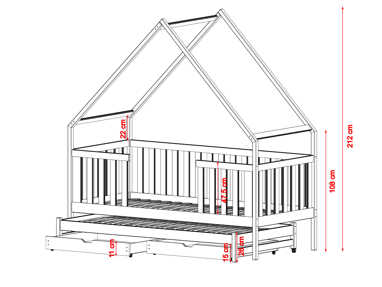 Dvigulė vaikiška lova su stalčiais MAGIC 80x200 2