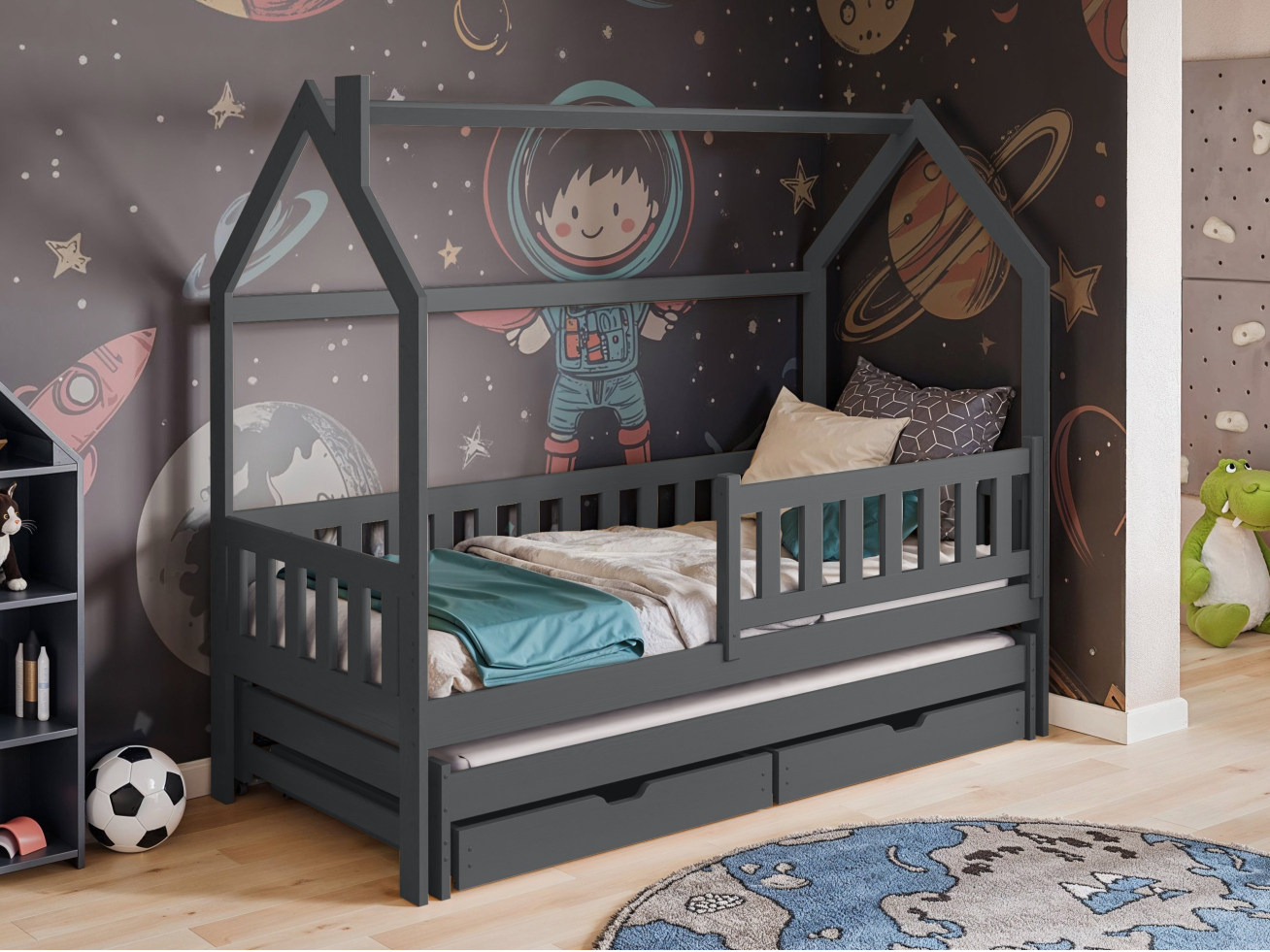 Dvigulė vaikiška lova su stalčiais MONKEY 80x160 2